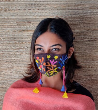 Stay Safe Silk Black Collage Mask